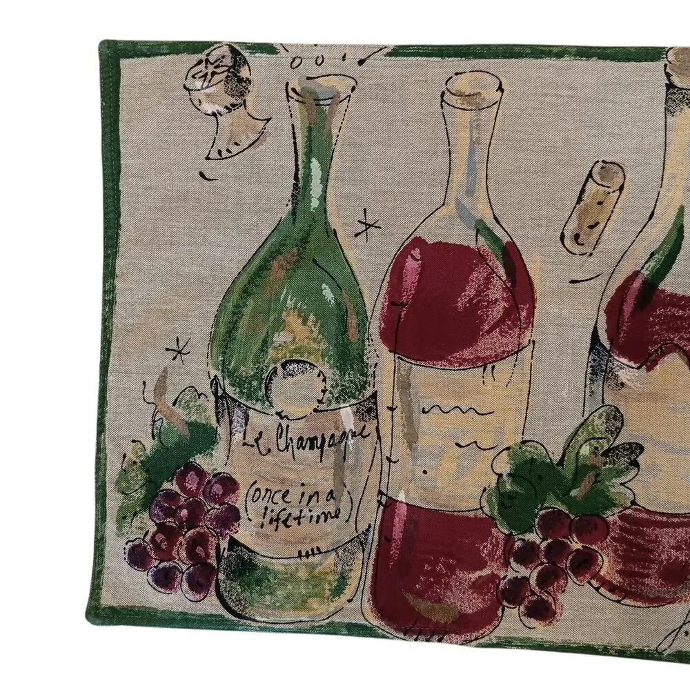 2 Wine Themed Placemats & 1 Napkin Or Bread Liner By Julia Junkin Cotton Vintage